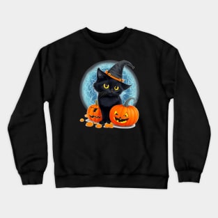 Halloween Black Cat Crewneck Sweatshirt